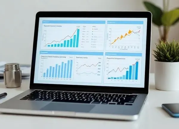 Marketing dashboard on laptop screen